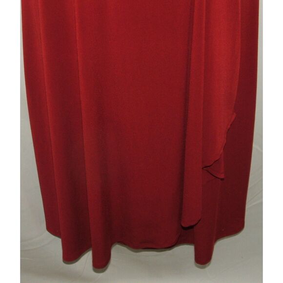 Maroon Plus Sz 22/24 Stretchy Sleeveless Jersey Knit Faux Wrap Dress LANE BRYANT - Picture 4 of 6